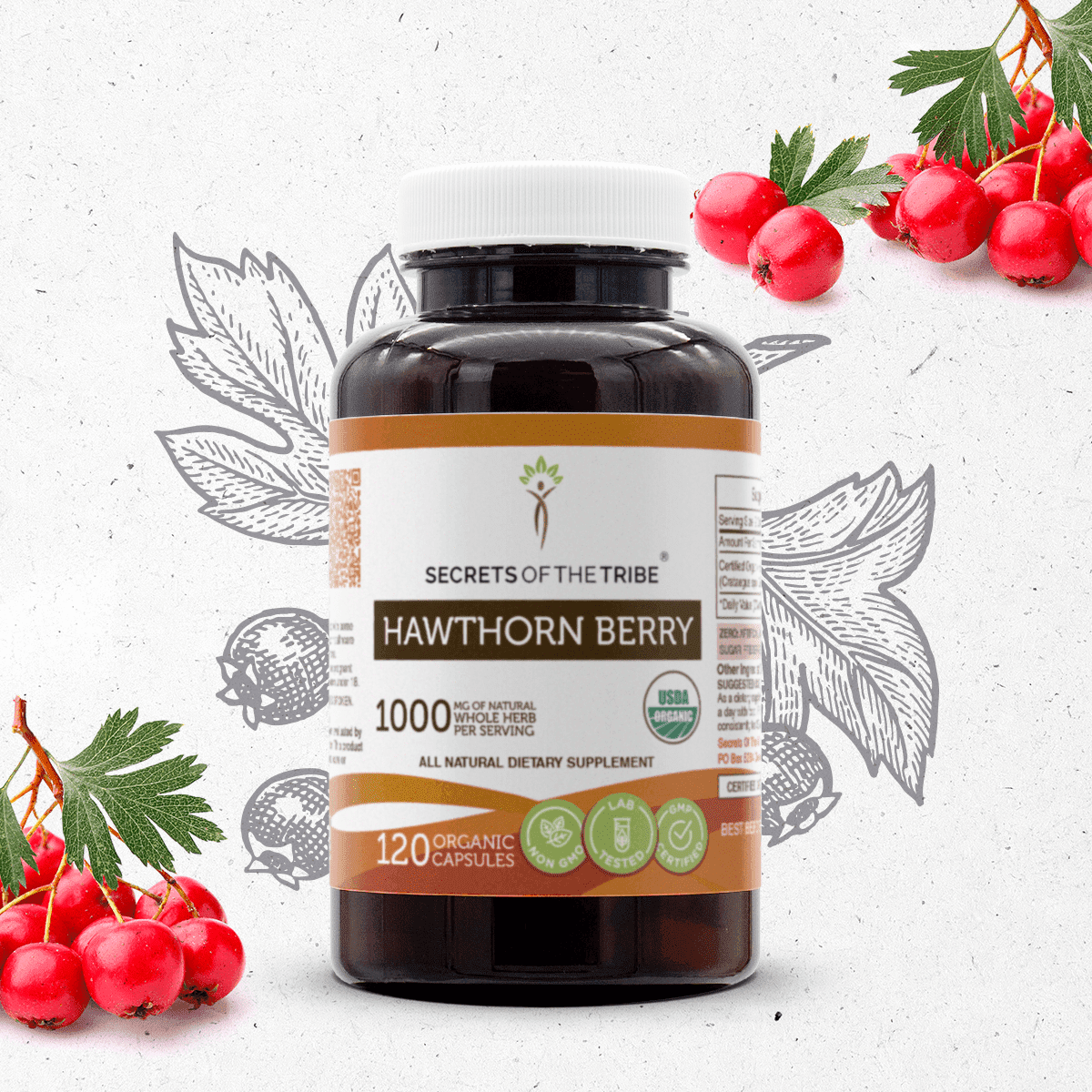 Secrets Of The Tribe Hawthorn Berry Organic Capsules Dietary Supplement