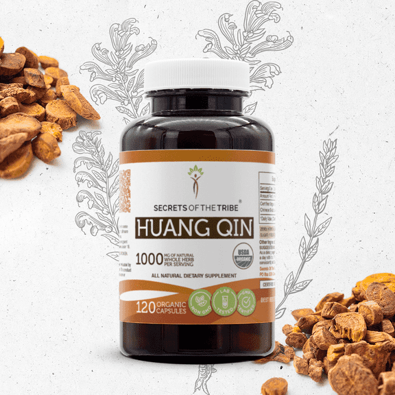 Secrets Of The Tribe Huang Qin Capsules, Organic Herbal Supplement for Immune Support, Huang Qin (Baikal Skullcap, Chinese Skullcap, Scutellaria baicalensis) Dried Root, 120 Capsules