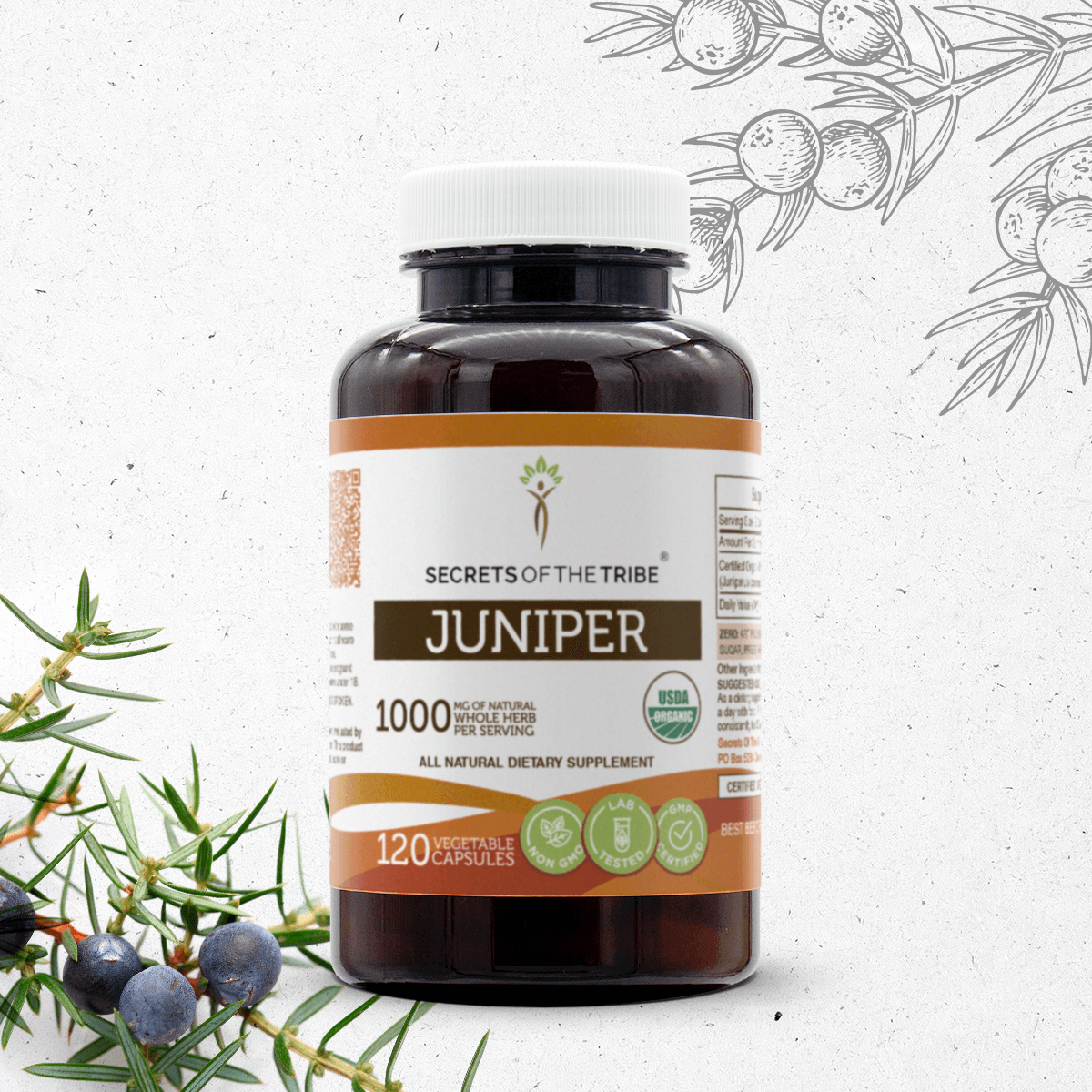 Secrets of the Tribe Juniper 120 Capsules, 500 mg, Organic Juniper
