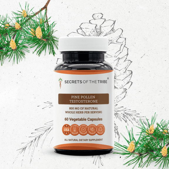 Secrets Of The Tribe Pine Pollen Testosterone Capsules Dietary Supplement, Natural Herbal Capsules for Hormonal and Antioxidant Support, Pine Pollen (Pinus sylvestris) Dried Pollen, 60 Capsules