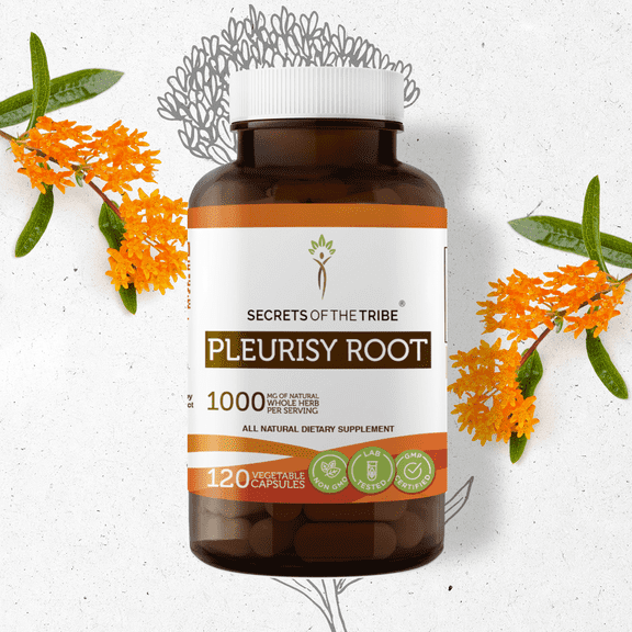 Secrets Of The Tribe Pleurisy Root Capsules Dietary Supplement, Natural Herbal Capsules for Respiratory Support, Pleurisy Root (Asclepias tuberosa) Dried Root, 120 Capsules