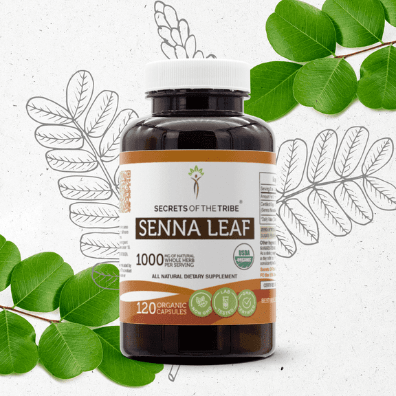 Secrets Of The Tribe Senna Leaf Organic Capsules Dietary Supplement, Natural Herbal Capsules for Digestive Support, Certified Organic Senna Leaf (Senna Alexandrina) Dried Leaf, 120 Capsules