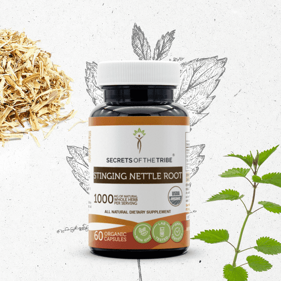 Secrets Of The Tribe Stinging Nettle Root Organic Capsules Dietary Supplement, Natural Herbal Capsules for Joint Support, Certified Organic Stinging Nettle (Urtica dioica) Dried Root, 60 Capsules