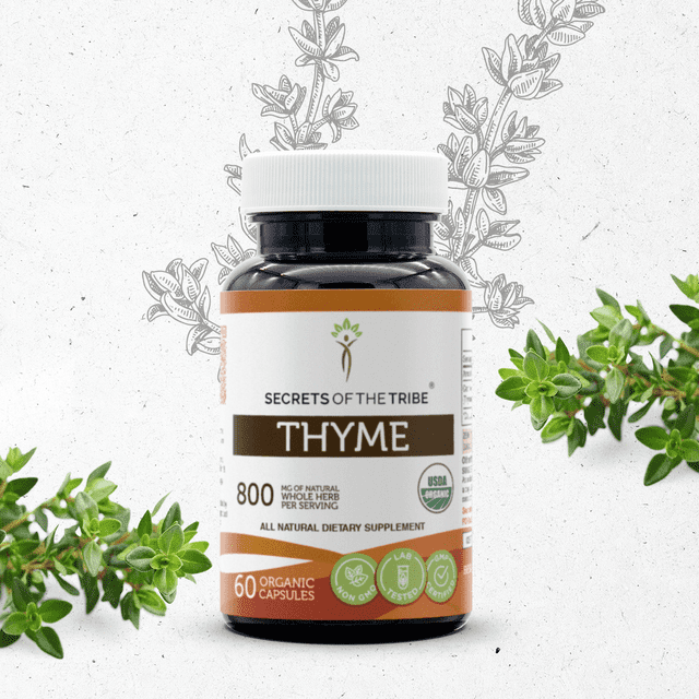 Secrets of the Tribe Thyme 60 Capsules, 400 mg, Organic Thyme (Thymus