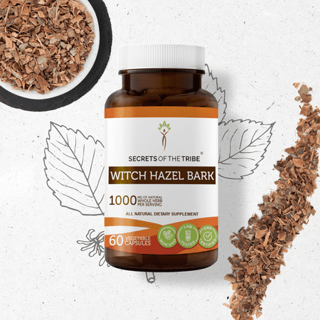 Secrets Of The Tribe Witch Hazel Bark Capsules Dietary Supplement, Natural Herbal Capsules for Skin Health Support, Witch Hazel Bark (Hamamelis virginiana) Dried Bark, 60 Capsules