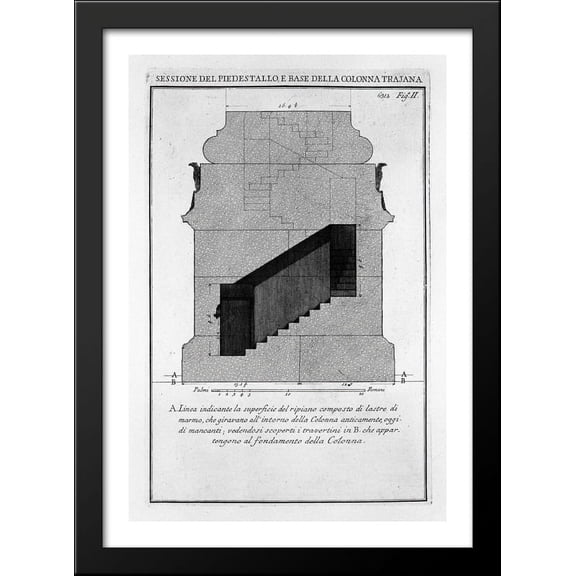 Section as above; start of scale 28x40 Large Black Wood Framed Print Art by Giovanni Battista Piranesi