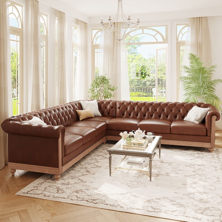 Sectional Corner Sofa with 4 Wooden Legs, 22.5