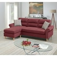 thumbnail image 1 of Sectional Couch with Chaise & Pillows, Reversible Sectional Sofa L-Shaped Settee w/ Solid Wood Legs & Nailheads Trim, Modern Linen Fabric Sleeper Sofa for Living Room, Apartment, Red, 1 of 7