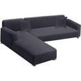 thumbnail image 1 of Sectional Couch Covers 2-Piece Softness L Shaped Sofa Cover Super Stretch L-Type Couch Slipcover with 2Pcs Pillowcases Sofa Slipcover 3 Seater + 3 Seater Furniture Protector (Dark Grey), 1 of 14