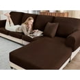 thumbnail image 1 of Sectional Couch Covers for Sofa Cushion L Shaped Couch Cover Washable Soft Couch Cushion Covers Stretch Sofa Slipcovers with 2 Pcs Pillowcases(3-Piece 2 Seater + 1 Chaise, Brown), 1 of 14