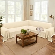 HDCAXKJ Washable L Shape Sofa Covers Reversible Sectional Couch Covers Corner Sofa Slipcovers Blankets Sofa Cover for Living Room Home Decor,91"x276",Khaki