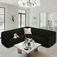 thumbnail image 1 of HDCAXKJ Sectional Corner Sofa Covers in Black L Shaped Couch Covers Jacquard Stretch Sofa Covers for Living Room Non Slip Sectional Couch Slipcovers Furniture Protector,Large, 1 of 10