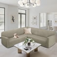 thumbnail image 1 of HDCAXKJ Sectional Couch Covers L Shaped Sofa Cover Stretch Jacquard Corner Sofa Covers for Living Room Non Slip Sectional Couch Slipcovers Furniture Protector,Extra Large,Khaki, 1 of 10