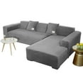 thumbnail image 1 of Sectional Couch Covers, Stretch Sofa Cover Velvet L-Shaped Sofa Cover Soft Non Slip Furniture Protector for Corner Sofa-Pink-3 Seater+3 Seater, 1 of 9