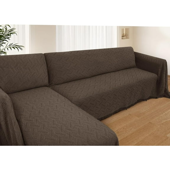 Sectional Couch Covers for Sectional Sofa L Shaped Sofa Cover Blanket 2 Pieces L Shape Furniture Protector for Pets Dogs (Chocolate, Large)
