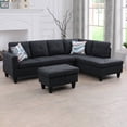 thumbnail image 1 of Sectional Couch for Living Room Furniture Sets, Black Grey Linen L Shape Living Room Sofa with Chaise and Storage Ottoman 3 Piece Using for Apartment, Office, Bedrooms (Facing Right Chaise), 1 of 1