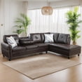 thumbnail image 1 of Sectional Couch for Living Room Furniture Sets, Faux Leather L Shape Living Room Sofa with Chaise 2 Piece Using for Apartment, Office, Bedrooms, Brown(Facing Right Chaise), 1 of 7