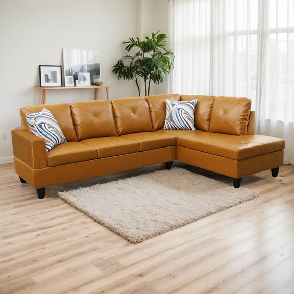Sectional Couch for Living Room Furniture Sets, Faux Leather L Shape Living Room Sofa with Chaise 2 Piece Using for Apartment, Office, Bedrooms, (Facing Left Chaise)