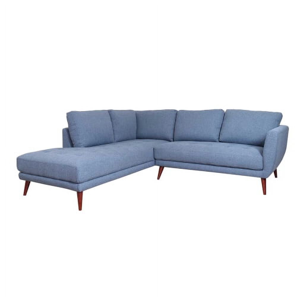 Sectional Couch, Mid-Century Modern Sectional Sofa with Wood Legs, L-Shape Sofa Chaise Couch, Oversized Sofa Sleeper Couch for Large Living Room, Blue with Left Chaise