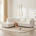 thumbnail image 1 of Sectional Couches for Living Room, 89" L-Shaped Couch Convertible Sectional Sofa Couch with Movable Ottoman and 2 Pillows, 5-Seat Small Couch for Small Space, Lounge, Apartments, Studio, Office, White, 1 of 9