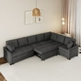 thumbnail image 1 of Sectional Couches for Living Room, Convertible Sectional Sofa L Shaped Couch with Pull Out Ottoman and 2 Pillows, Built-in Charging Station, 6-Seat Small Couch for Small Spaces, Apartment, Grey, 1 of 9