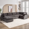 thumbnail image 1 of Sectional Couches for Living Room, Convertible Sectional Sofa U Shaped Couch with Removable Ottomans & 4 Throw Pillows, Comfy Sofa Couch in Polyester, 6-Seat Sofas for Apartment, Small Spaces, Grey, 1 of 8
