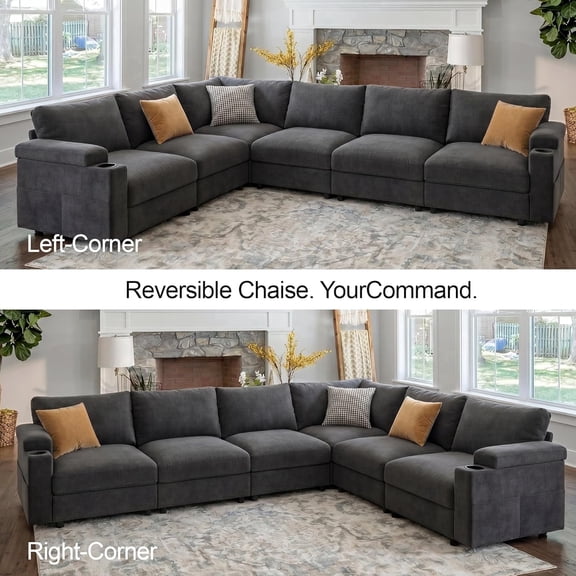HOMYHOMEY Contemporary Solid Print Mental Multifunctional Lawson Sofa with Modular Sectional Units (6 Seats), Green