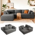 thumbnail image 1 of Couch, Jolifa 105" Sectional Sofa with Boneless Seat & L-Shaped Chaise, No Assembly Required Modern Sofa for Living Room, Dark Grey (Plush Corduroy Fabric), 1 of 7