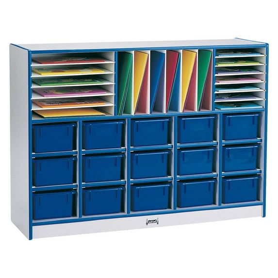 Sectional Cubbie-Tray Mobile Unit - with Trays - Navy