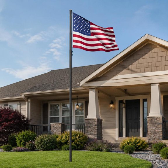 Sectional Flag Pole Kit, 25Ft Heavy Duty Aluminum In Ground Flagpole with 3X5 American Flag