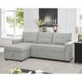 thumbnail image 1 of Sectional Leather Couch with Storage Chaise, Tufted Pull Out Couch with Storage, Sectional Bed, L-Shaped Faux Leather Sectional Sleeper Sofa, Velvet, Gray, 1 of 9