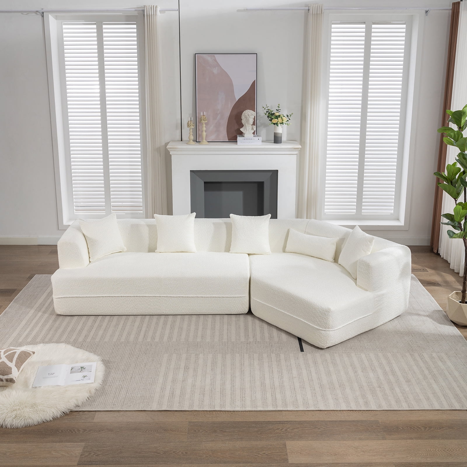 Sectional Modular Sofa Set Minimalist Upholstered L Shaped Cloud Couch ...