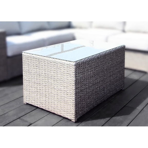 Sectional Outdoor Coffee Table With Rustproof Aluminum Frame And Tempered Glass, Magnificence Rust Elegance