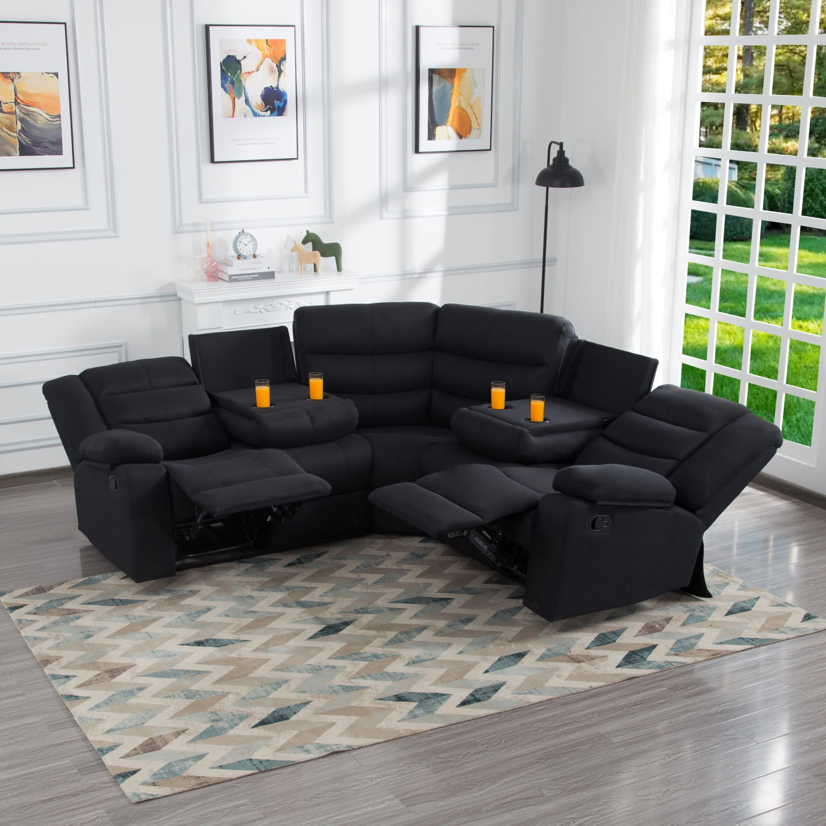 Sectional Recliner Sofa Set, Living Room Furniture Set, Manual