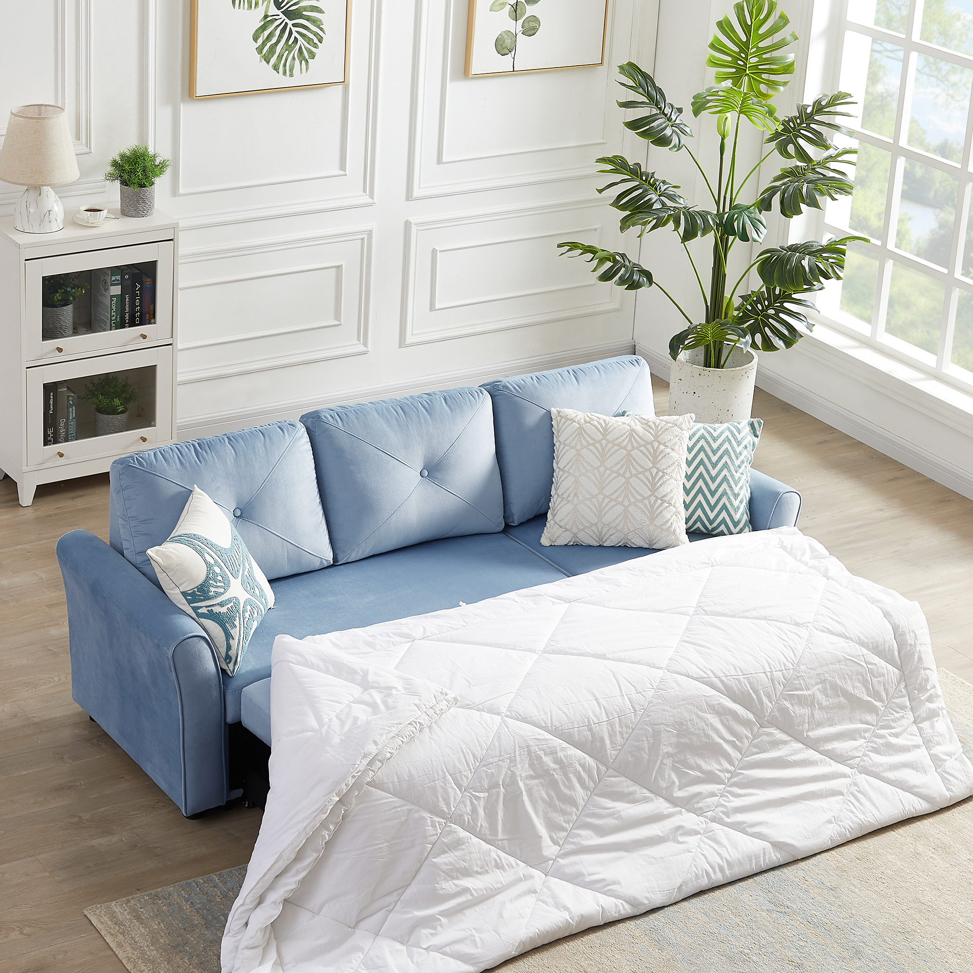 Sectional Sleeper Sofa Couch with Pull Out Bed, Aukfa Modern 3 Seat L