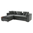 thumbnail image 1 of Sectional Sofa 93.7" L-shaped Sofa Upholstered Sofa Couch with wooden Storage Compartment for Living Room (Grey), 1 of 12