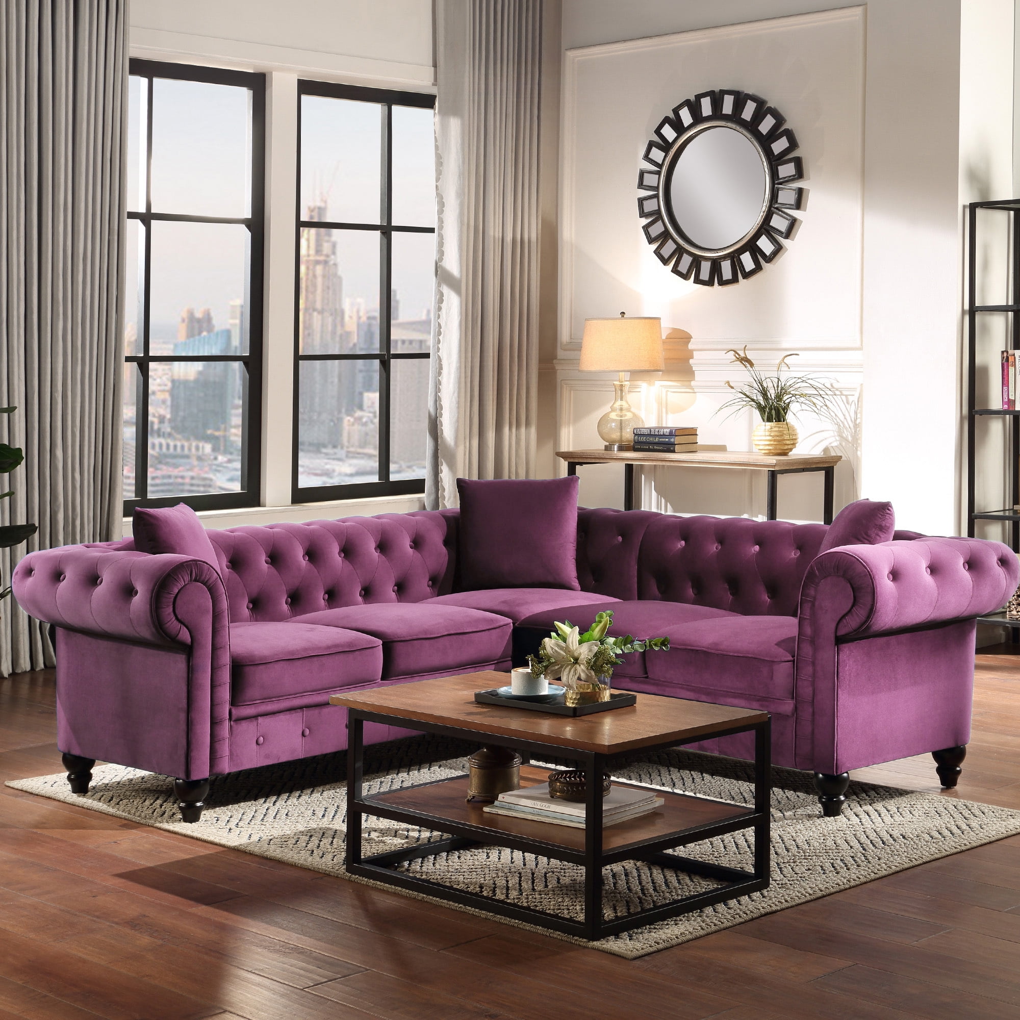 Purple l 2024 shaped couch