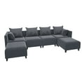 thumbnail image 1 of Sectional Sofa, Convertible Modular Sofa, Large Sectional Couch with Reversible Chaise and 6 Pillows, Upholstered U Shaped Modular Couch for Living Room, Apartment, Office, Gray, 1 of 7
