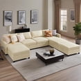 thumbnail image 1 of Sectional Sofa Couch, 7 Seat Sofa Set with Storage for Living Room, Modern Modular Sofa Sleeper with Ottoman, Beige, 1 of 5