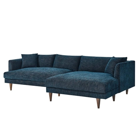 Sectional Sofa Couch, Azure Navy Blue, Fabric, Living Kitchen Cafe Bistro Hospitality Restaurant, Modern Contemporary HB36278