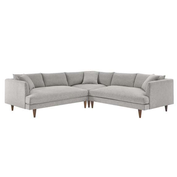 Sectional Sofa Couch, Grey Gray, Fabric, Living Kitchen Cafe Bistro Hospitality Restaurant, Modern Contemporary HB36286