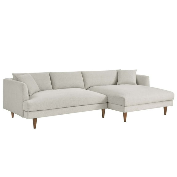 Sectional Sofa Couch, Ivory White, Fabric, Living Kitchen Cafe Bistro Hospitality Restaurant, Modern Contemporary HB36282