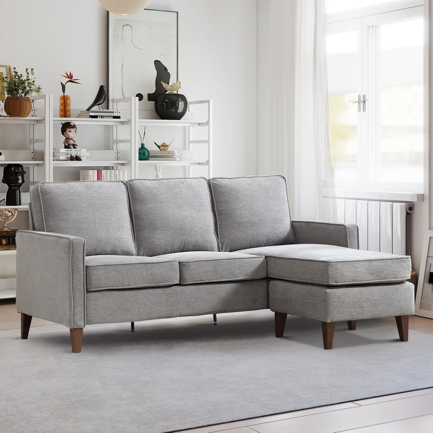 Sectional Sofa Couch, L Shaped Couch Chenille with Reversible Chaise
