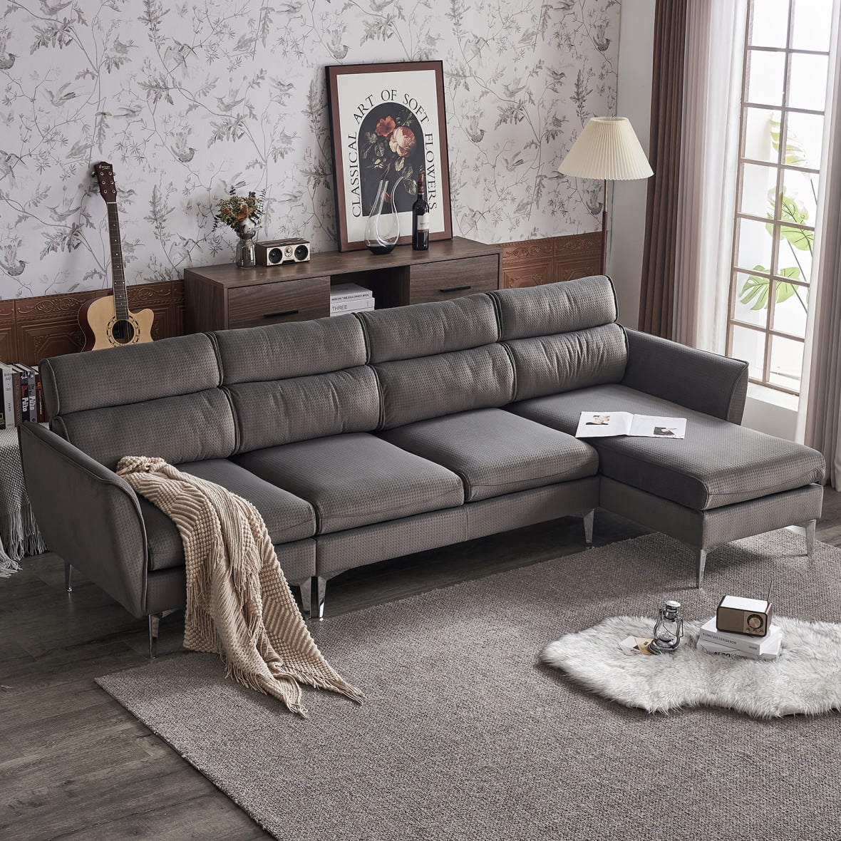Sectional Sofa Couch, LShaped Couches with Chaise Lounge and Armrest