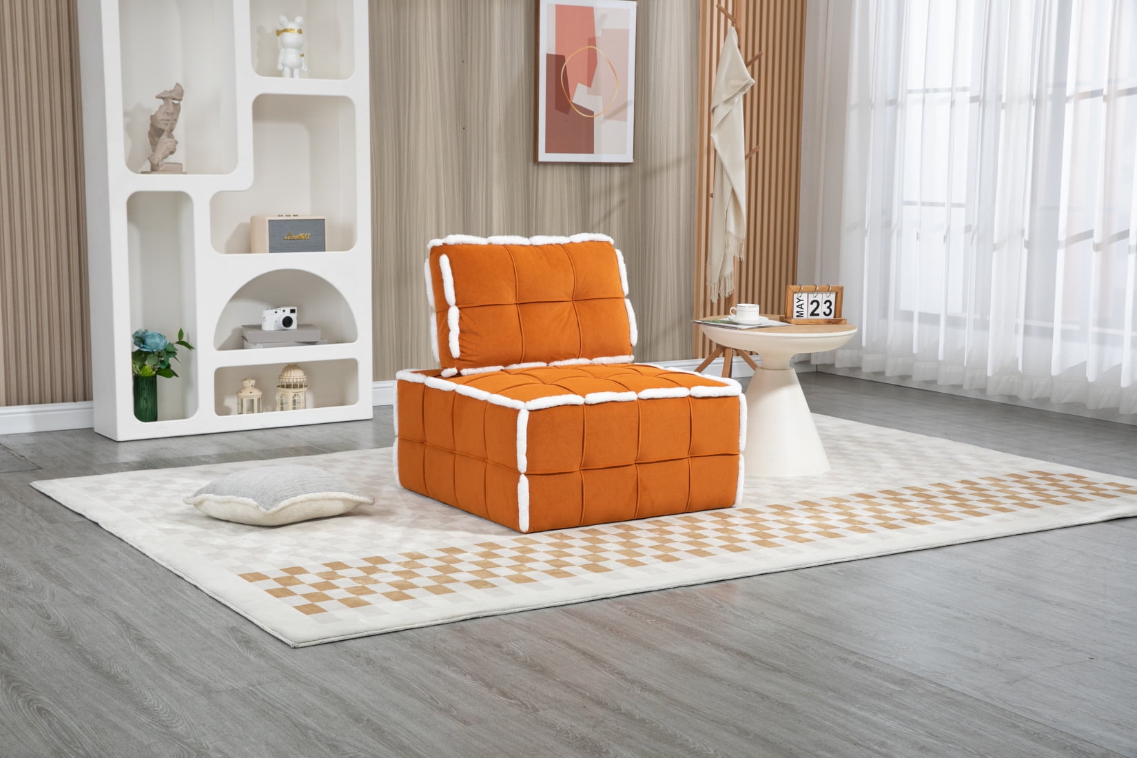Sectional Sofa Couch, Modular Square Floor Armless Lazy Sofa