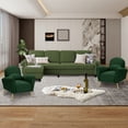 thumbnail image 1 of Jarenie Linen L Shaped Sectional Sofa with Ottoman, Green, 1 of 7