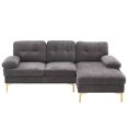 thumbnail image 1 of Sectional Sofa Couch with Sturdy Metal Feet, 3-Seater Chenille Sofa with Chaise, L-Shaped Modular Couch with Soft Padded Seat for Living Room, Bedroom, Easy Assembly, 1 of 7