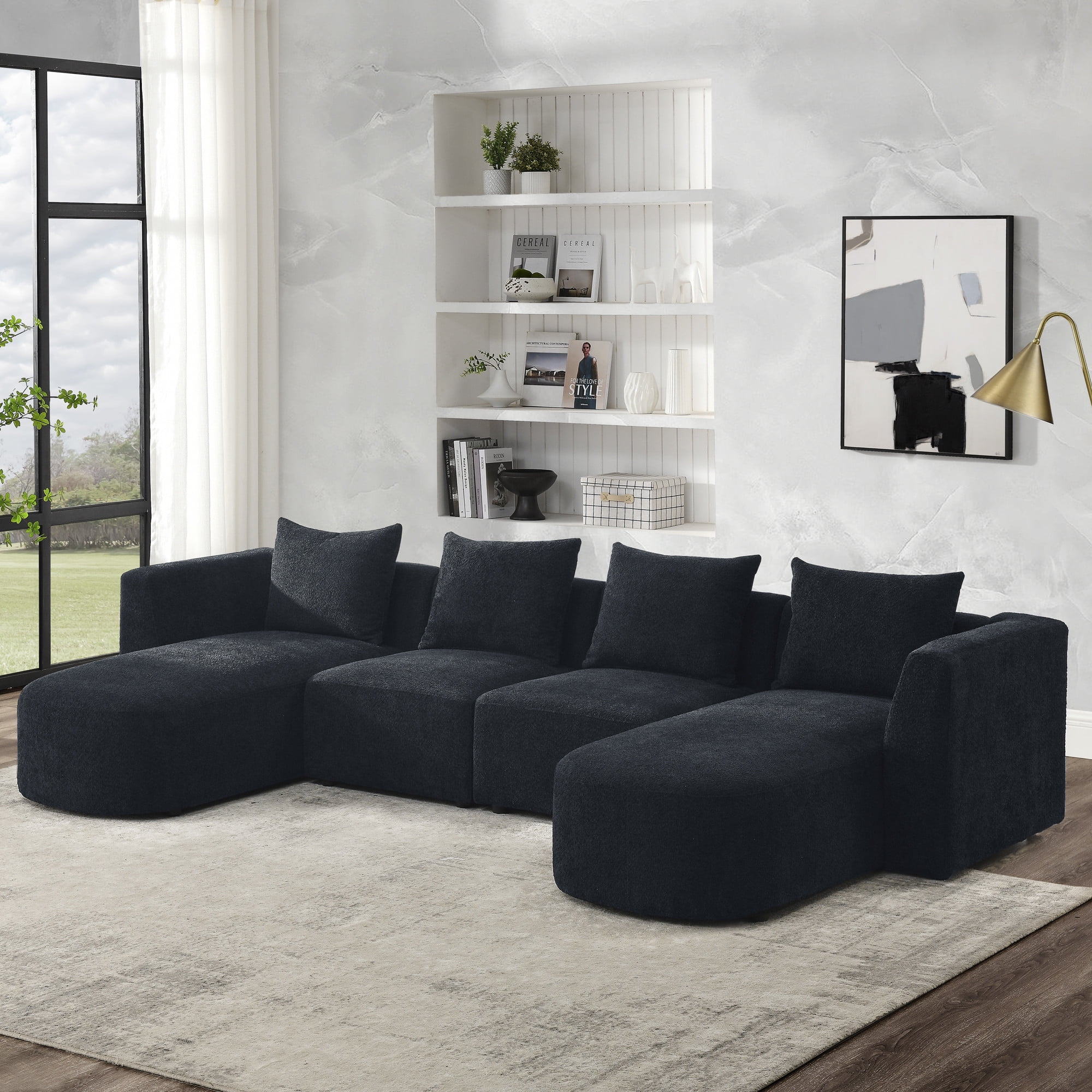 Sectional Sofa Couch, U Shape Sectional Sofa including 2 Single Seats