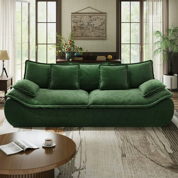 Sectional Sofa Couches 2-Seater Modular Sofa, Comfy Loveseat with Throw, Deep Seat Small Sofa for Small Space, Memory Foam Sectional Couches for Living Room, Office, Apartment, Green
