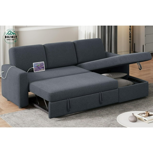 Sectional Sofa LShaped Sofa Couch Bed w/Chaise & USB, Reversible Couch